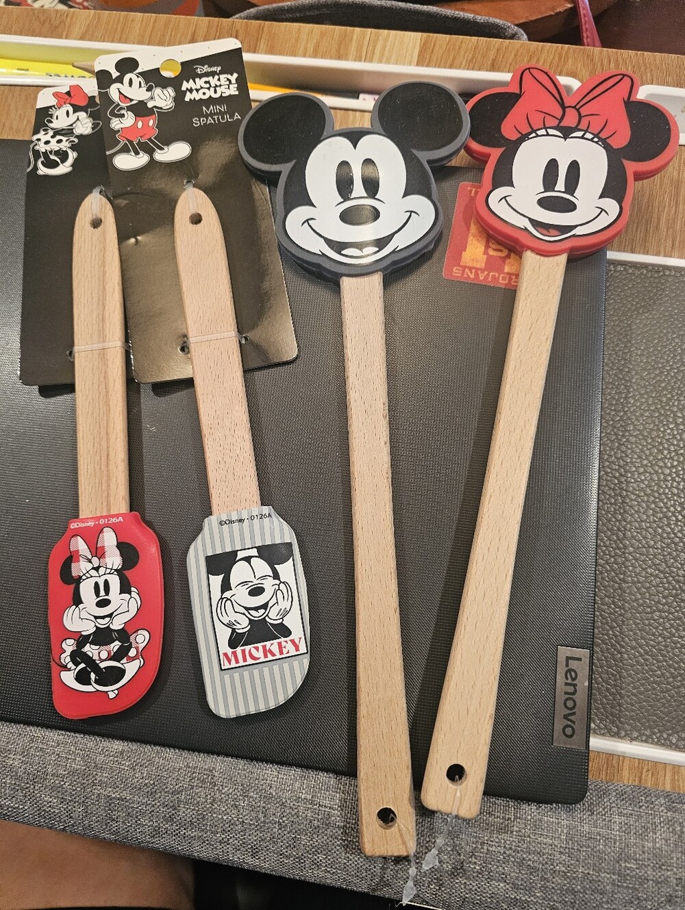 DISNEY Mickey Mouse And MIinnie Mouse Red and Black Silicone Spatula Set Of 4